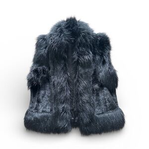 bebe Black Faux Fur Vest, size S